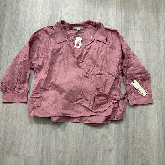 Haute Monde Tops - Haute Monde Women Blouse Top Pink Wrap Tie Long Sleeve Made in Vietnam Size 2XL